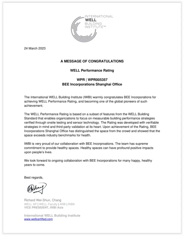 Message Of Congratulations From The Vice President Of IWBI Asia