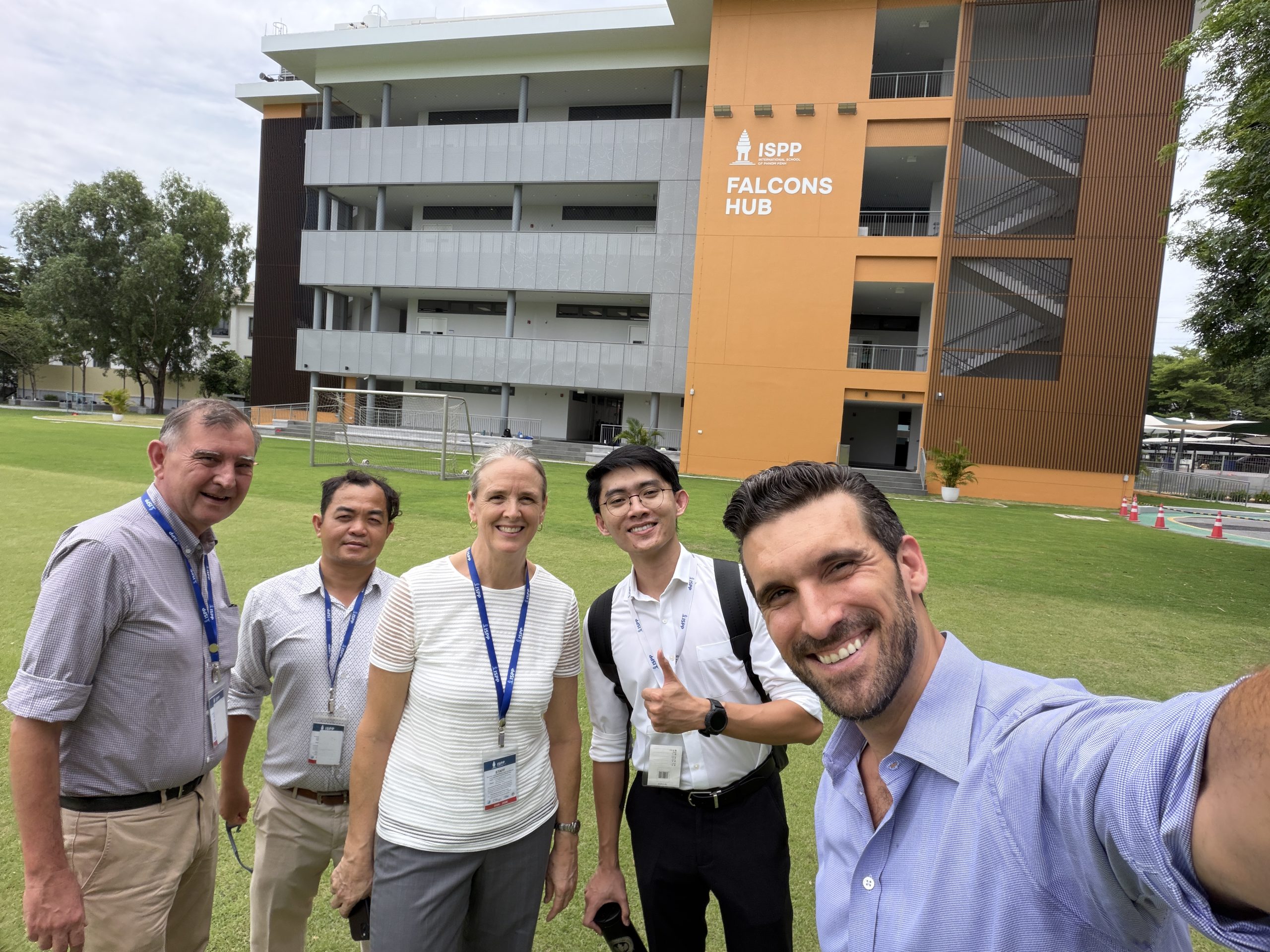 ISPP Falcons Hub · LEED BD+C Schools Platinum · BEE Incorporations Alessandro Bisagni and ISPP project team at ISPP Falcons Hub — Cambodia first LEED Platinum school green building