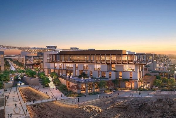 Misk City (Mohammed bin Salman Nonprofit City) development at sunset, Riyadh, Saudi Arabia